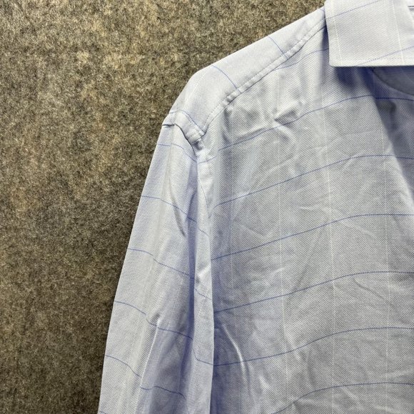 Hugo Boss Shirt Men 39 Blue Casual Button Down Outdoors Dress Slim Fit Check - Picture 10 of 12